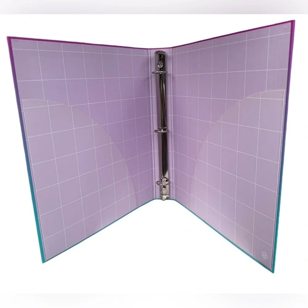 Set of 2 Ombré 1” 3-ring binders in purple to pink and green to blue, UBrand